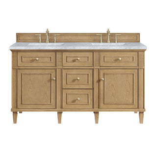 60 Inch Lorelai Freestanding Vanity in Light Natural Oak / Carrara White Top