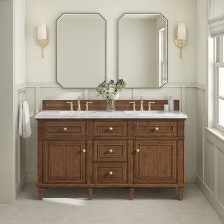 60 Inch Lorelai Freestanding Vanity in Mid-Century Walnut / White Zeus Top