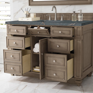 48 Inch Bristol Freestanding Vanity in Whitewashed Walnut / Parisien Bleu Top
