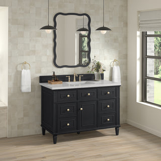 48 Inch Lorelai Freestanding Vanity in Black Onyx / White Zeus Top