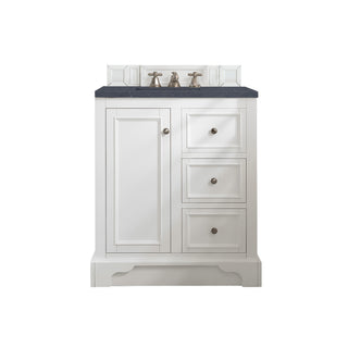 31.25 Inch De Soto Freestanding Vanity in Bright White / Charcoal Soapstone Top