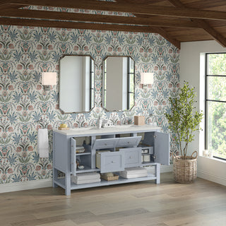 60 Inch Breckenridge Freestanding Vanity in Serenity Blue / Lime Delight Top