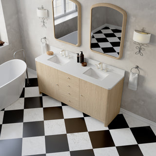 72 Inch Gracyn Freestanding Vanity in Coastal Driftwood / White Zeus Top
