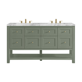 60 Inch Breckenridge Freestanding Vanity in Smokey Celadon / Carrara White Top