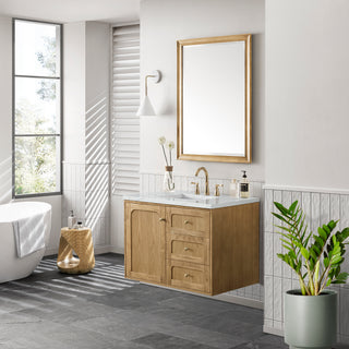 36 Inch Laurent Dual Mount Vanity in Light Natural Oak / Ethereal Noctis Top