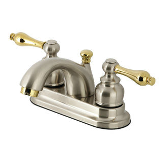 Vintage 4 Inch Centerset Bathroom Faucet in Brushed Nickel/Polished Brass