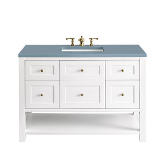 48 Inch Breckenridge Freestanding Vanity in Bright White / Cala Blue Top