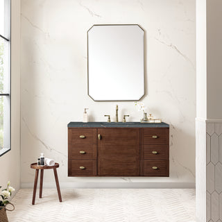 48 Inch Amberly Dual Mount Vanity in Mid-Century Walnut / Parisien Bleu Top