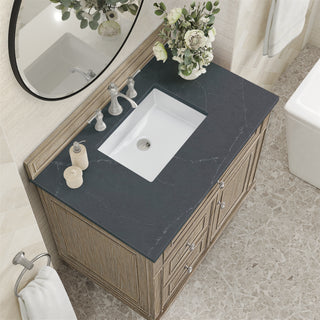 36 Inch Lorelai Freestanding Vanity in Whitewashed Oak / Charcoal Soapstone Top