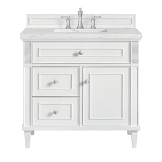 36 Inch Lorelai Freestanding Vanity in Bright White / Ethereal Noctis Top