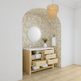 48 Inch Marigot Freestanding Vanity in Sunwashed Oak / White Zeus Top
