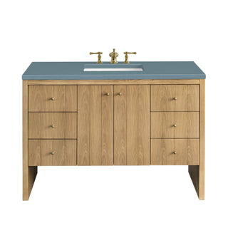48 Inch Hudson Freestanding Vanity in Light Natural Oak / Cala Blue Top