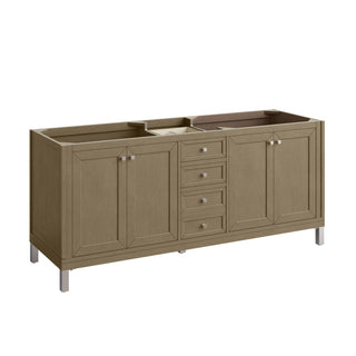 72 Inch Chicago Freestanding Vanity in Walnut Whisper / Victorian Silver Top