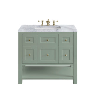 36 Inch Breckenridge Freestanding Vanity in Smokey Celadon / Carrara White Top
