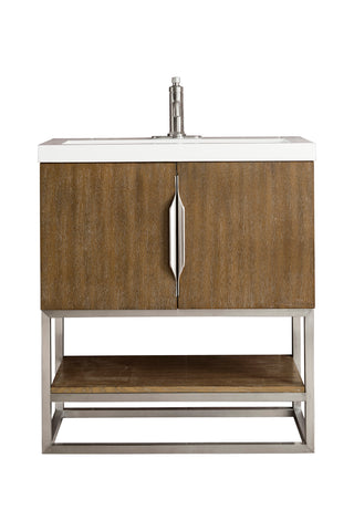 31.5 Inch Columbia Freestanding Vanity in Latte Oak / White Glossy Top