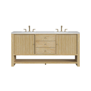 72 Inch Marigot Freestanding Vanity in Sunwashed Oak / Arctic Fall Top