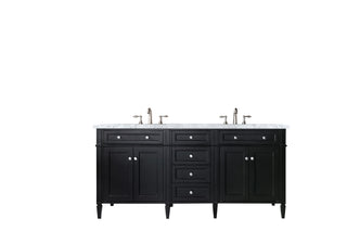 72 Inch Brittany Freestanding Vanity in Black Onyx / Carrara White Top