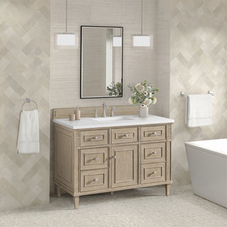 48 Inch Lorelai Freestanding Vanity in Whitewashed Oak / White Zeus Top