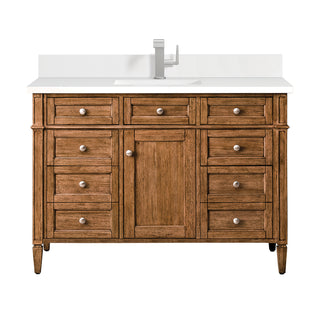 48 Inch Brittany Freestanding Vanity in Saddle Brown / White Zeus Top