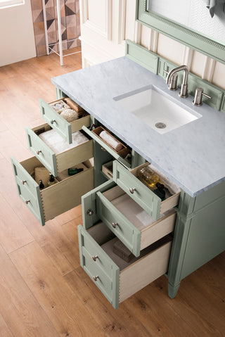 48 Inch Brittany Freestanding Vanity in Sage Green / Carrara White Top