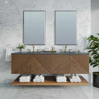 72 Inch Marcello Floating Vanity in Chestnut / Charcoal Soapstone Top