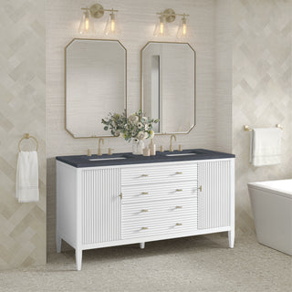 60 Inch Myrrin Freestanding Vanity in Bright White / Charcoal Soapstone Top