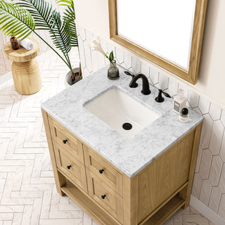 30 Inch Breckenridge Freestanding Vanity in Light Natural Oak / Carrara White Top