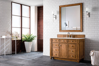 48 Inch Bristol Freestanding Vanity in Saddle Brown / White Zeus Top