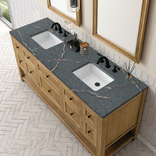 72 Inch Breckenridge Freestanding Vanity in Light Natural Oak / Parisien Bleu Top
