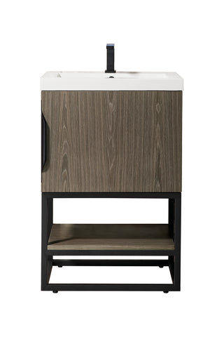 23.625 Inch Columbia Freestanding Vanity in Ash Gray / White Glossy Top