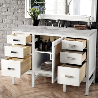 48 Inch Addison Freestanding Vanity in Glossy White / Victorian Silver Top