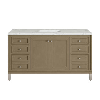 60 Inch Chicago Freestanding Vanity in Walnut Whisper / Ethereal Noctis Top