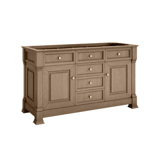 60 Inch Brookfield Freestanding Vanity in Pecan / Eternal Jasmine Pearl Top