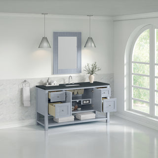 60 Inch Breckenridge Freestanding Vanity in Serenity Blue / Charcoal Soapstone Top