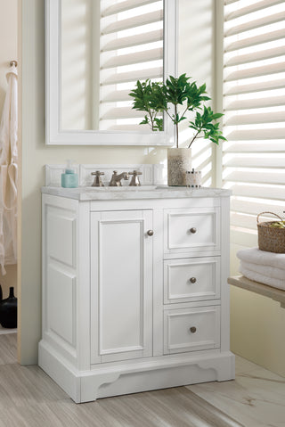 31.25 Inch De Soto Freestanding Vanity in Bright White / Victorian Silver Top