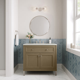 36 Inch Chicago Freestanding Vanity in Walnut Whisper / Lime Delight Top