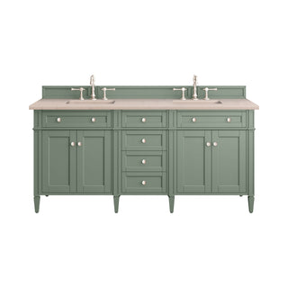 72 Inch Brittany Freestanding Vanity in Smokey Celadon / Eternal Marfil Top