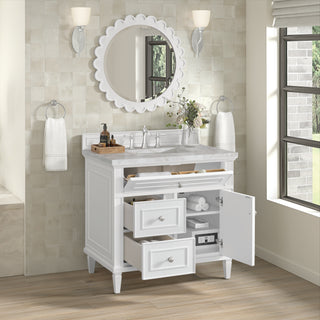 36 Inch Lorelai Freestanding Vanity in Bright White / Victorian Silver Top