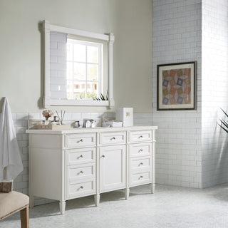 60 Inch Brittany Freestanding Vanity in Bright White / Lime Delight Top