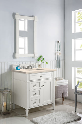 30 Inch Brittany Freestanding Vanity in Bright White / Eternal Marfil Top