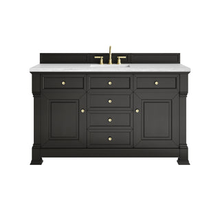 60 Inch Brookfield Freestanding Vanity in Black Onyx / Arctic Fall Top