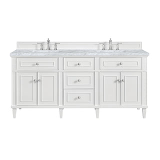 72 Inch Lorelai Freestanding Vanity in Bright White / Carrara White Top