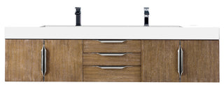 72.375 Inch Columbia Floating Vanity in Latte Oak / Glossy White Top