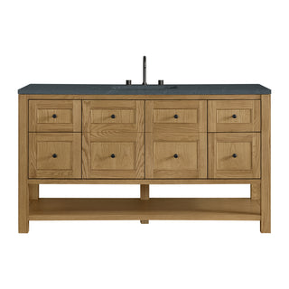 60 Inch Breckenridge Freestanding Vanity in Light Natural Oak / Charcoal Soapstone Top