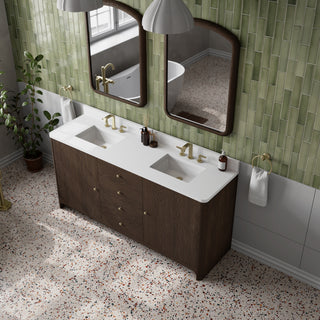 72 Inch Gracyn Freestanding Vanity in Sable / White Zeus Top