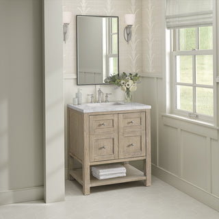 30 Inch Breckenridge Freestanding Vanity in Whitewashed Oak / White Zeus Top