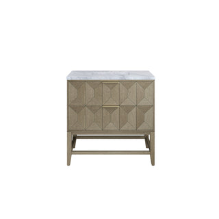 36 Inch Emmeline Freestanding Vanity in Pebble Oak / Carrara White Top