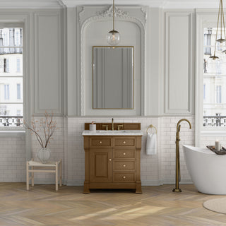 36 Inch Brookfield Freestanding Vanity in Honey Oak / Eternal Jasmine Pearl Top