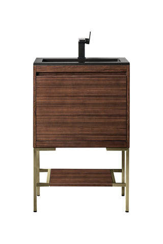 23.625 Inch Mantova Freestanding Vanity in Mid-Century Walnut / Charcoal Black Top