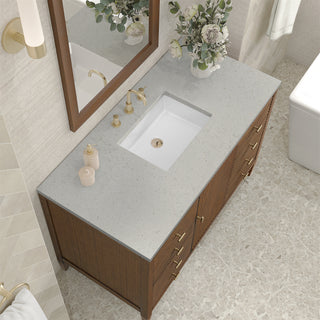 48 Inch Myrrin Freestanding Vanity in Mid-Century Walnut / Lime Delight Top